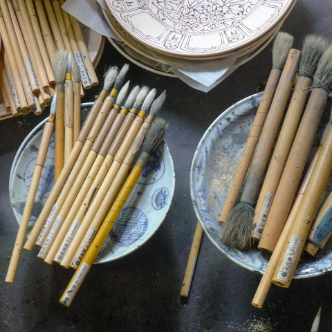 Brushes at the shingama kiln, arita porcelain