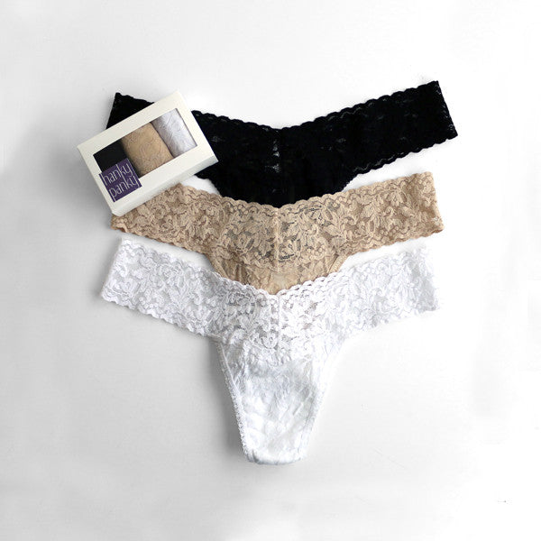 HANKY PANKY Signature set of three two-tone stretch-lace low-rise thongs