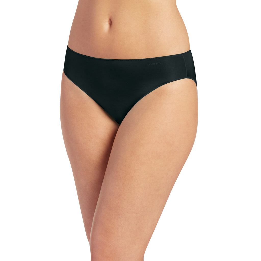 Jockey Women's Underwear Soft Touch Lace Modal Bikini, Black, S at