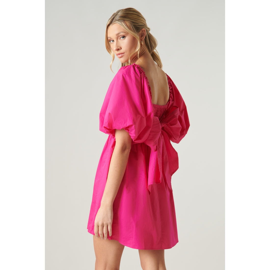 Moon River Off-Shoulder Puff Sleeves Mini Dress - Pink – Shop at the Mix
