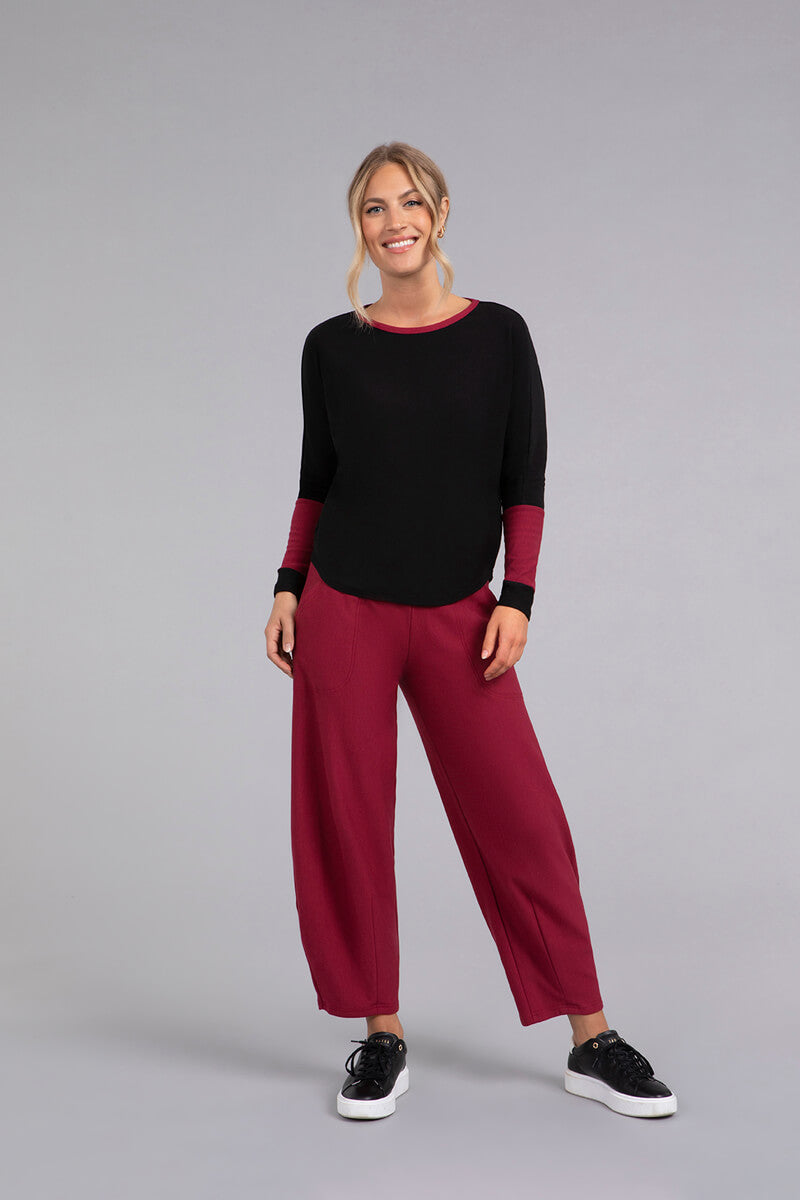 Bamboo Fleece Narrow Lantern Pant | Cherry