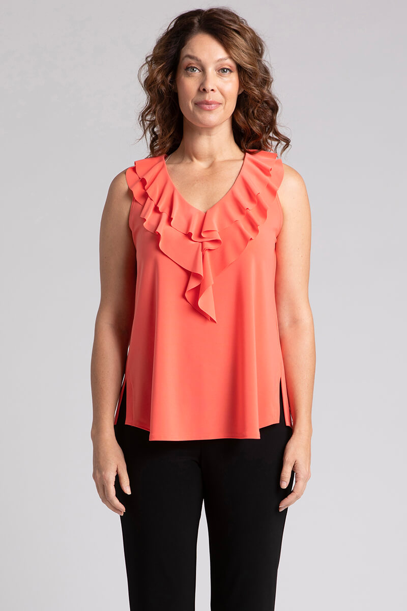 Flutter Sleeveless Top | Coral