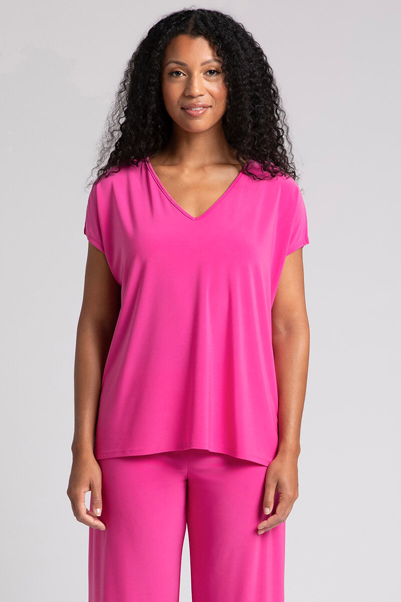 V-Neck Slit Sleeve Top | Peony