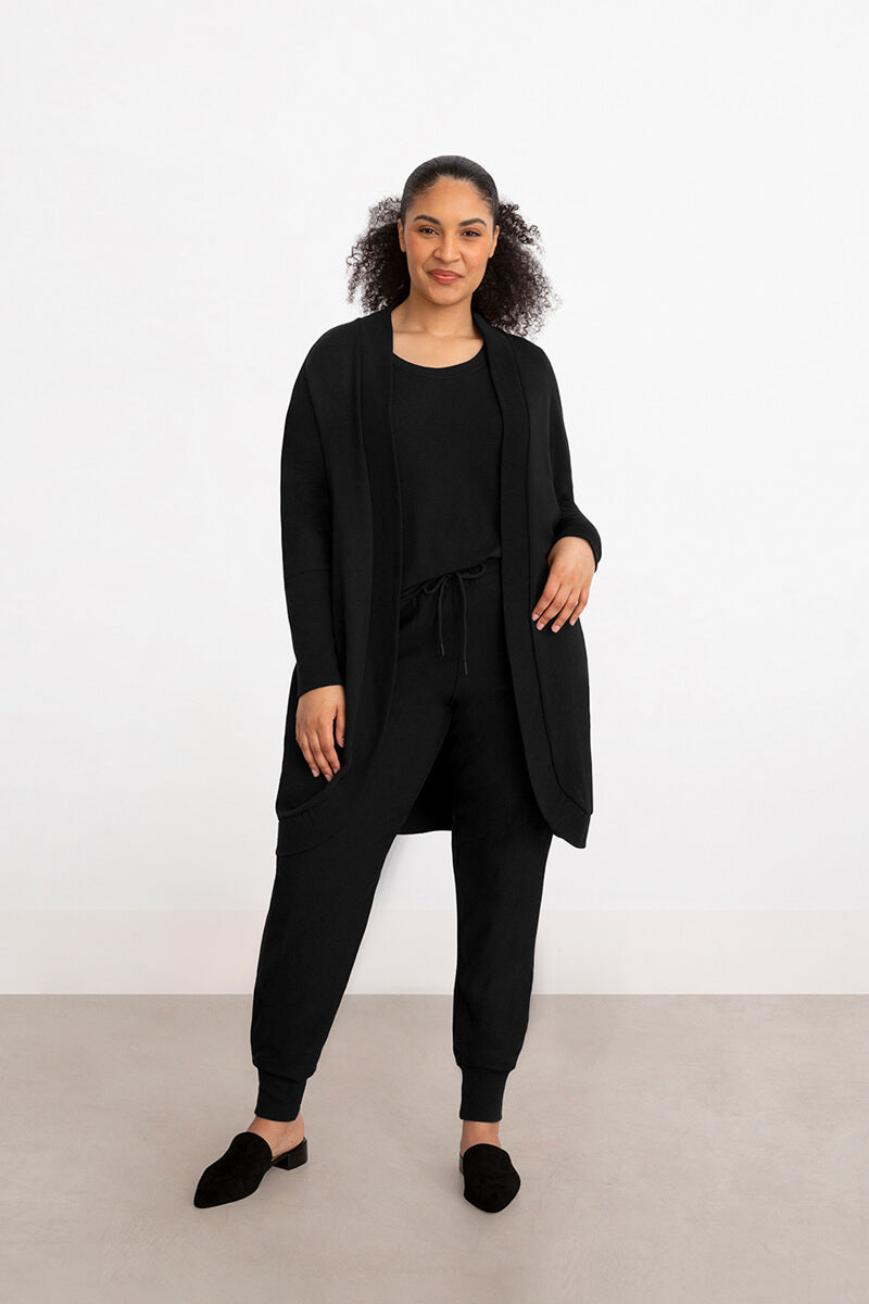 Bamboo Fleece Cocoon Cardi | Black