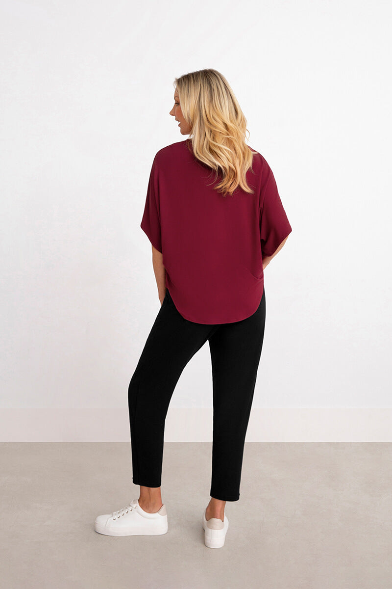 Bamboo V-Neck Dolman Top | Mulberry