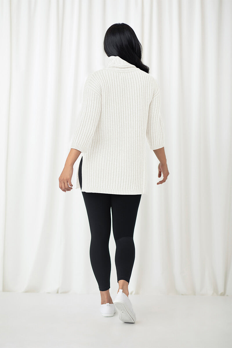 Boxy Rib Sweater Tunic | Cream