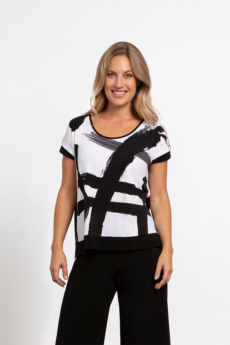 Dolman Scoop Neck Boxy Top | Abstract