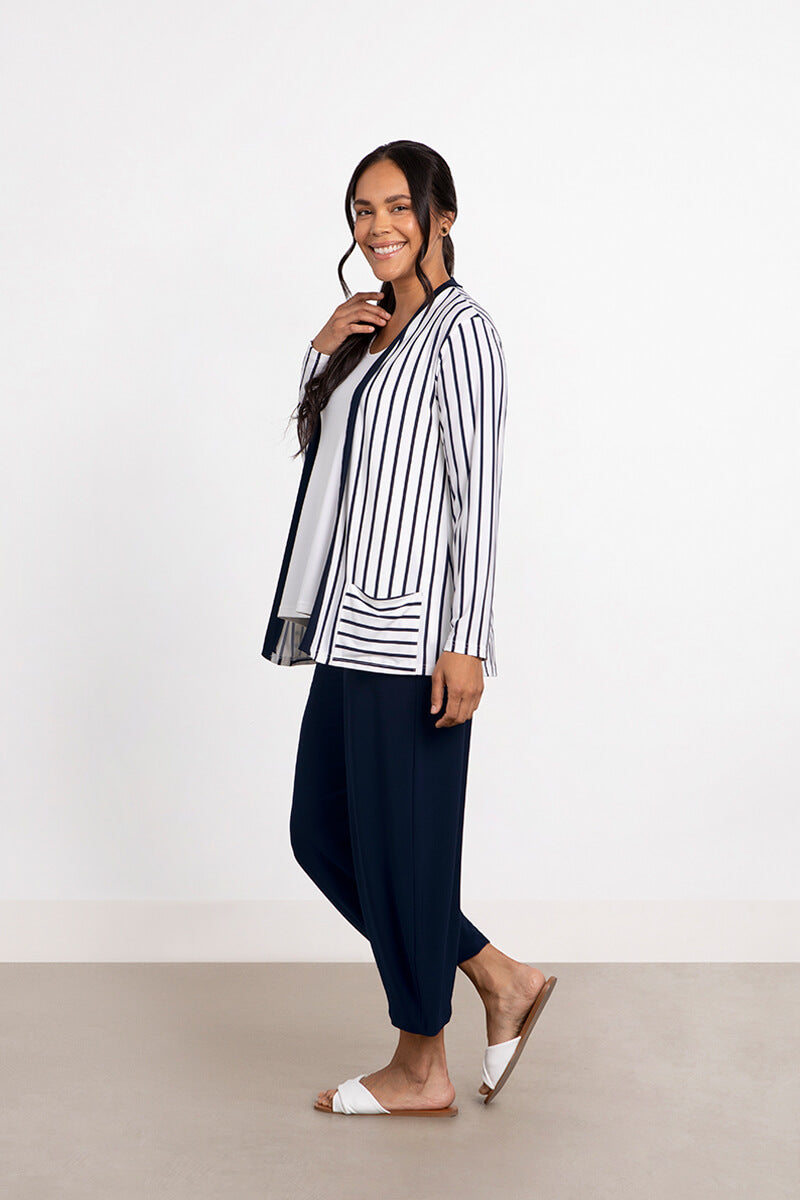 Everyday Cardigan | Navy Stripe