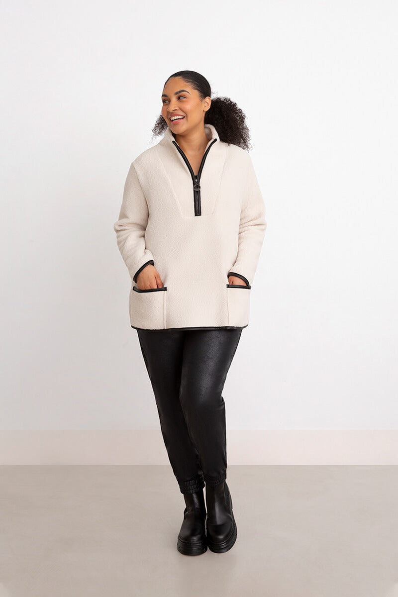 Polar Fleece Quarter Zip Jacket | Oatmeal