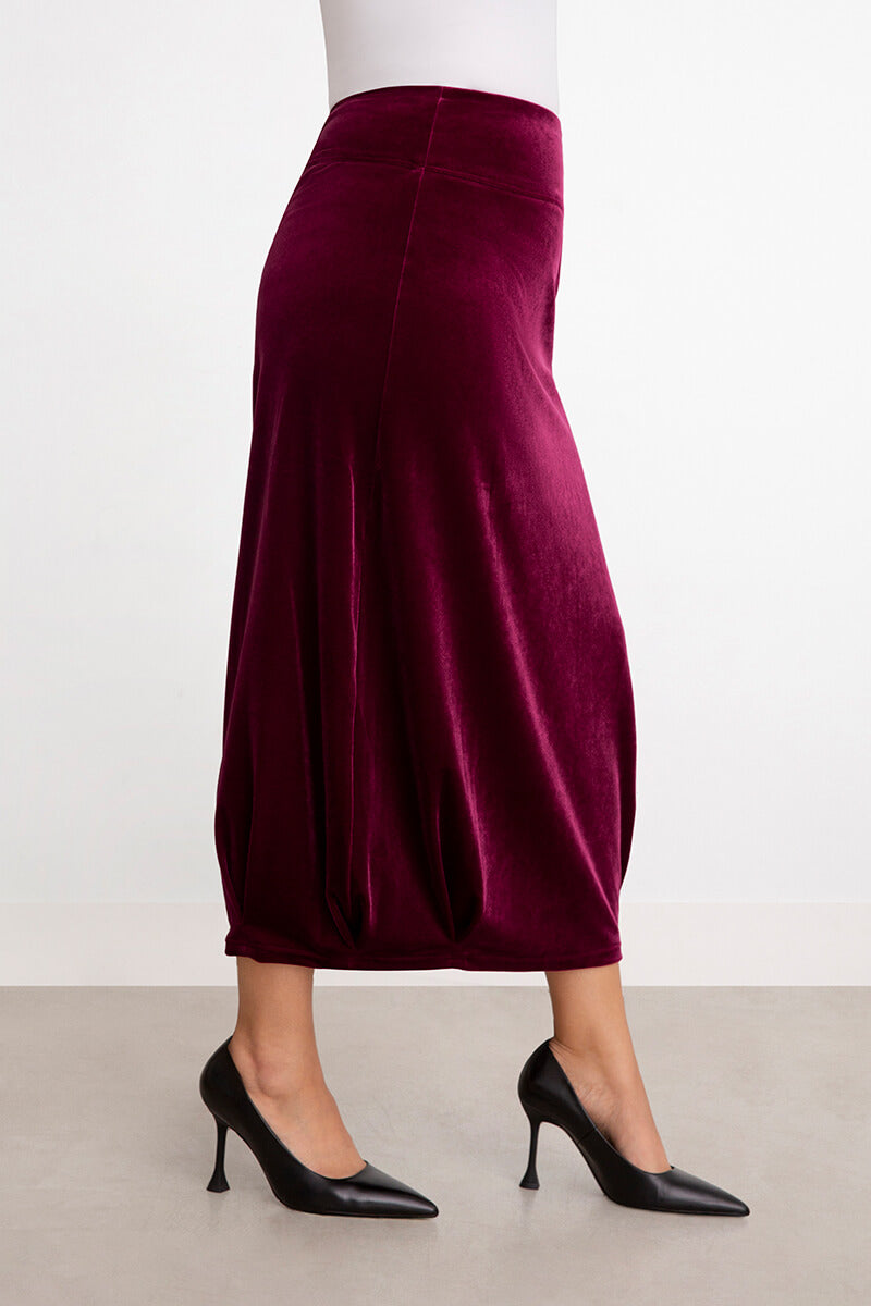 Velvet Pleat Hem Skirt | Pomegranate