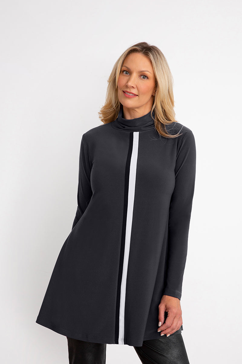 Underline Turtle Neck Tunic Long Sleeve | Graphite