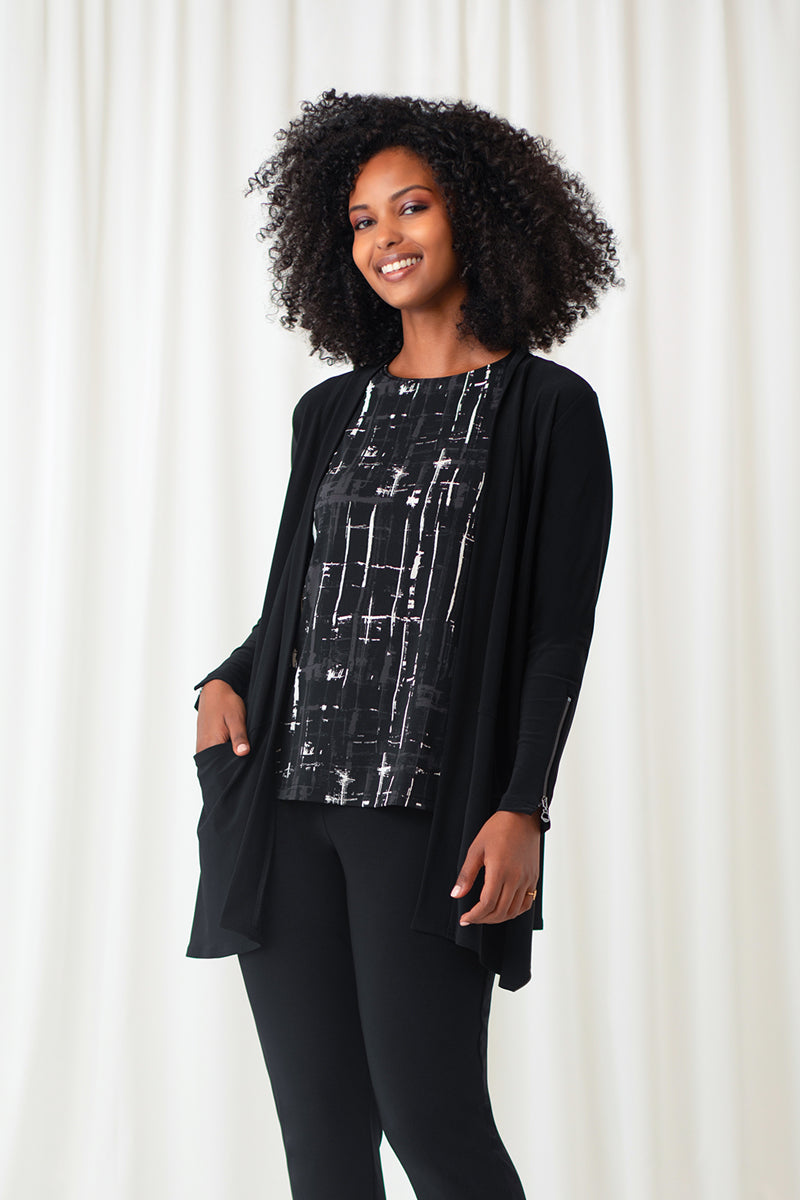 Zest Zip Back Cardigan | Black