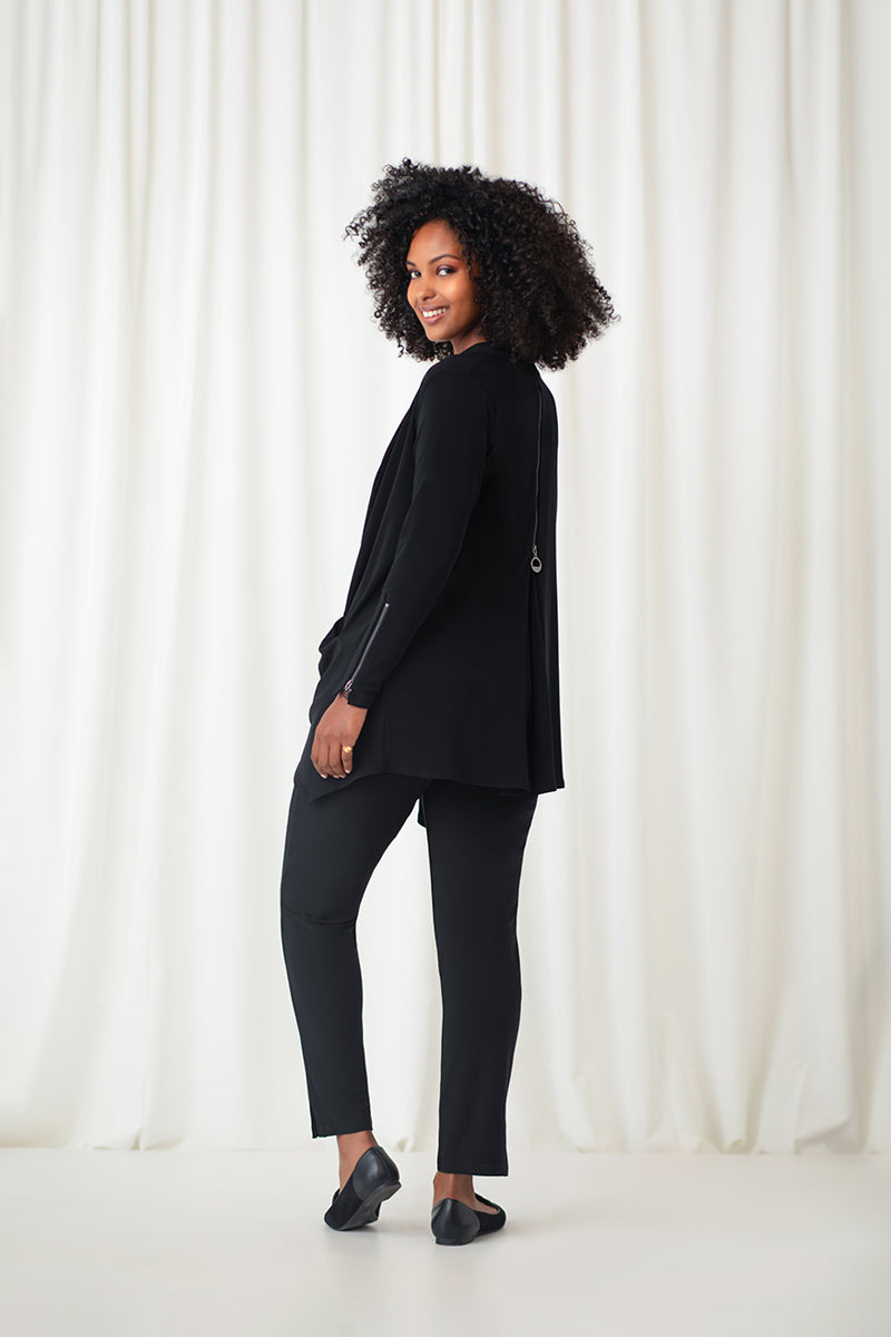 Zest Zip Back Cardigan | Black