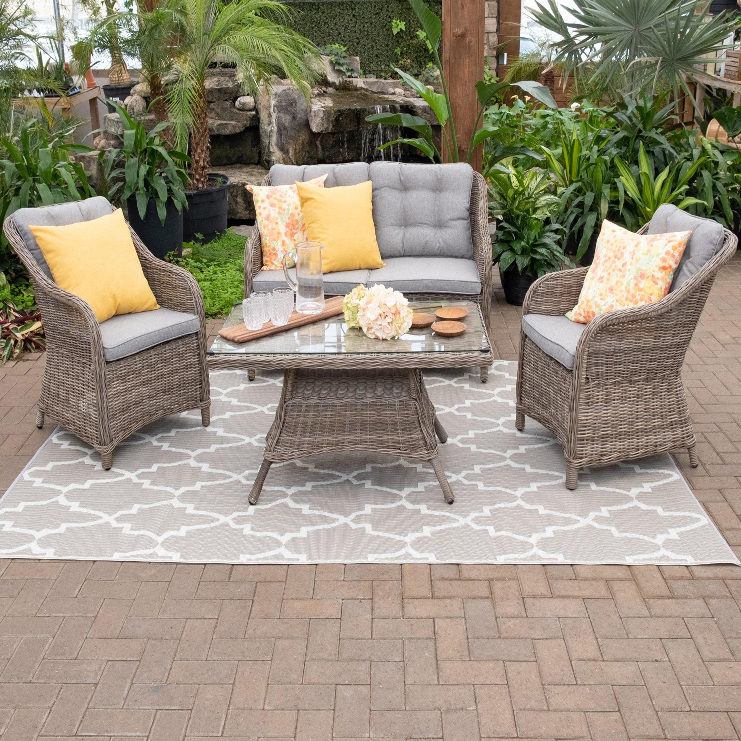 light brown patio set