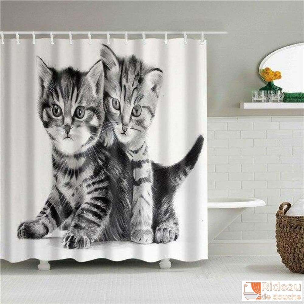 Chat Rideau De Douche Mignon Dessin Anime Chatons Drole Sourire Lunettes Echarpes Doodle Conception Humoristique Tissu Tissu Salle De Bains Decor Set Avec Des Crochets 180cm Extra Long Rose Blanc Rideaux Cuisine