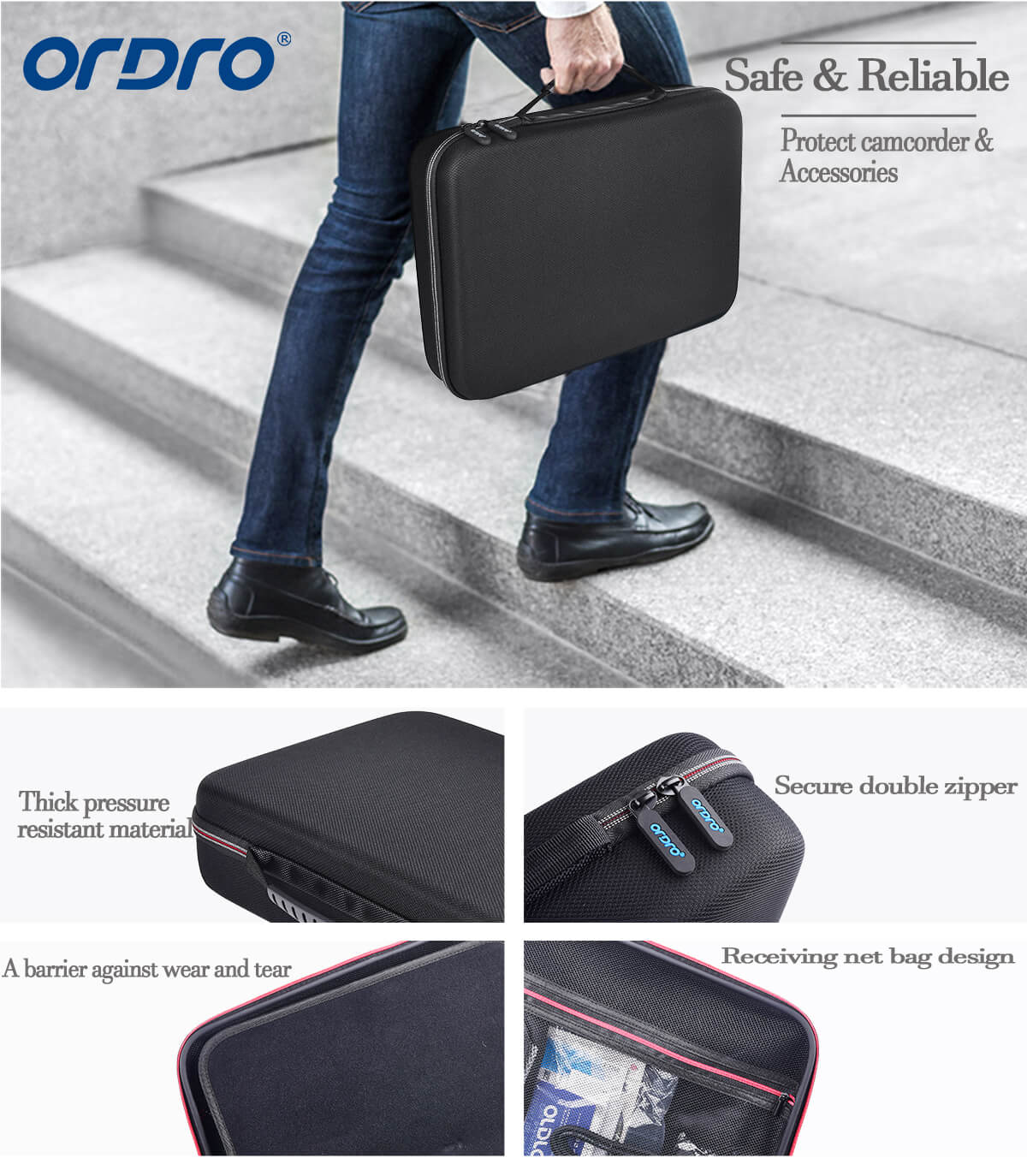 ORDRO  Camcorder Storage Box & Carrying Case of Video Camera Accessories