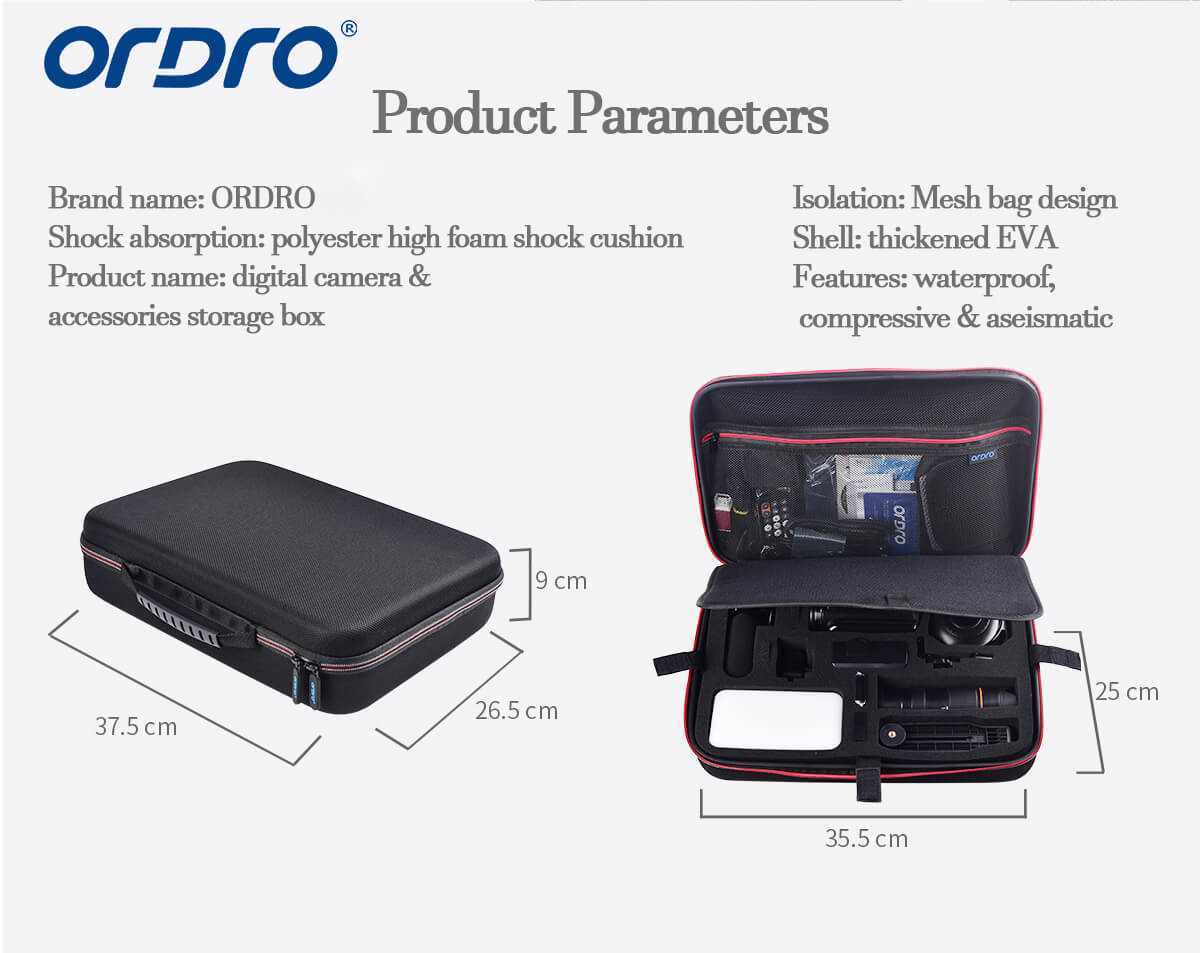 ORDRO  Camcorder Storage Box & Carrying Case of Video Camera Accessories