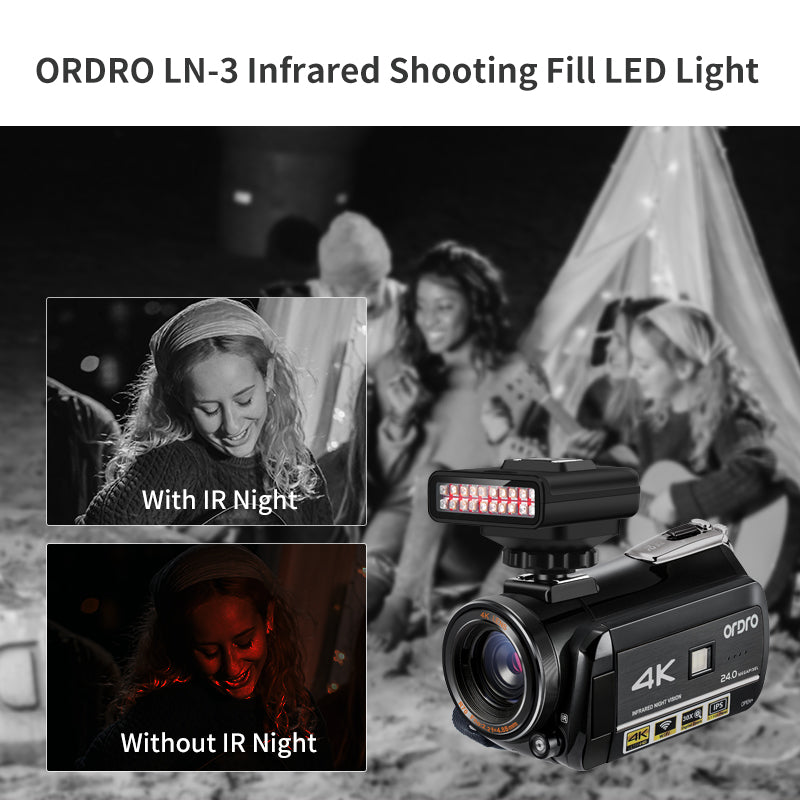 ORDRO LN-3 Infrared Night Vision Light Lamp USB Rechargeable IR LED Light