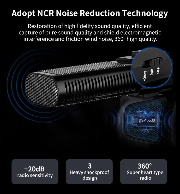 We have with the exclusive hot-shoe design, it can support an external microphone. The CM520 microphone can accurately pick up the sound, eliminate the noise, and NCR noise reduction during recording, bringing you purer sound quality.