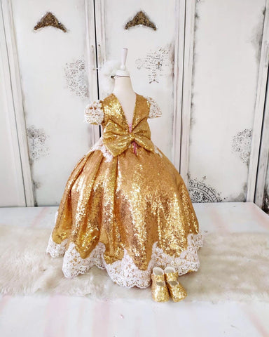 Vintage Golden Dress - MyBabyByMerry 