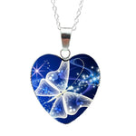 Pendentif coeur papillon bleu marine avec chaîne