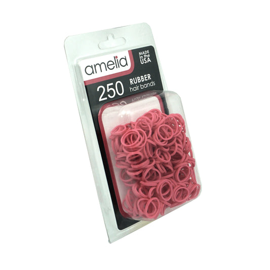 Amelia Beauty |1000, Pink Colored, Standard size, Rubber Bands for Pony Tails and Braids, Made in The Usa!!