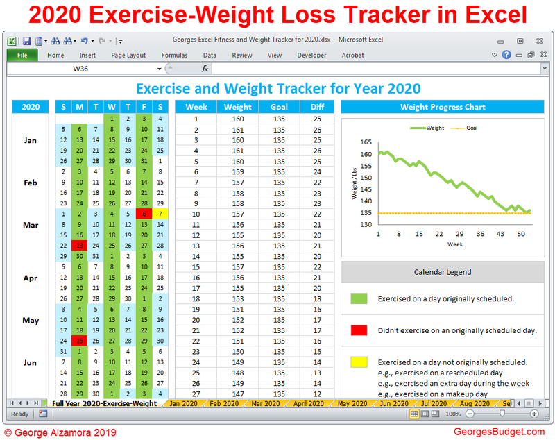 excel weight loss tracker edit