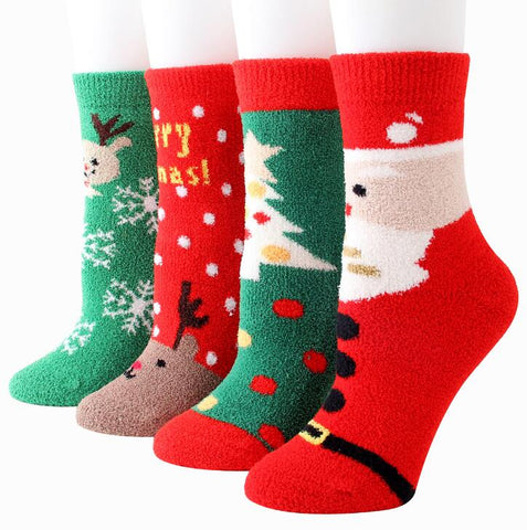 Image of Winter Warm Coral Velvet Christmas Socks