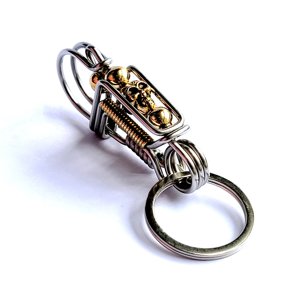 Golden skull handmade wire keychain