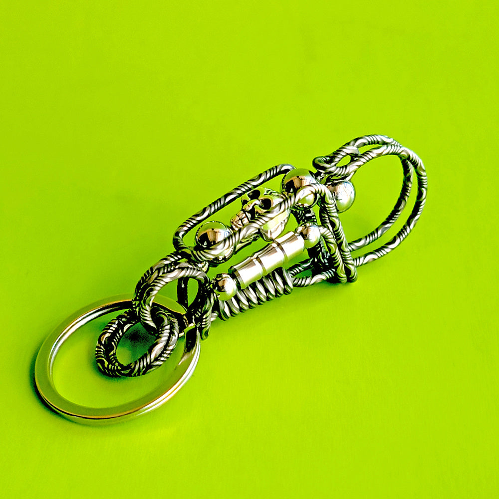 Wire Wrapped Skull Key ring Keychain