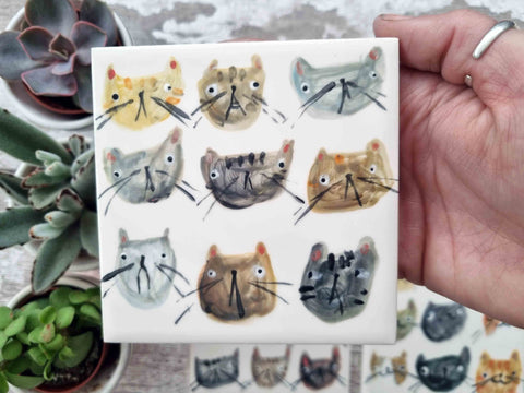 made by harriet, cat tile,