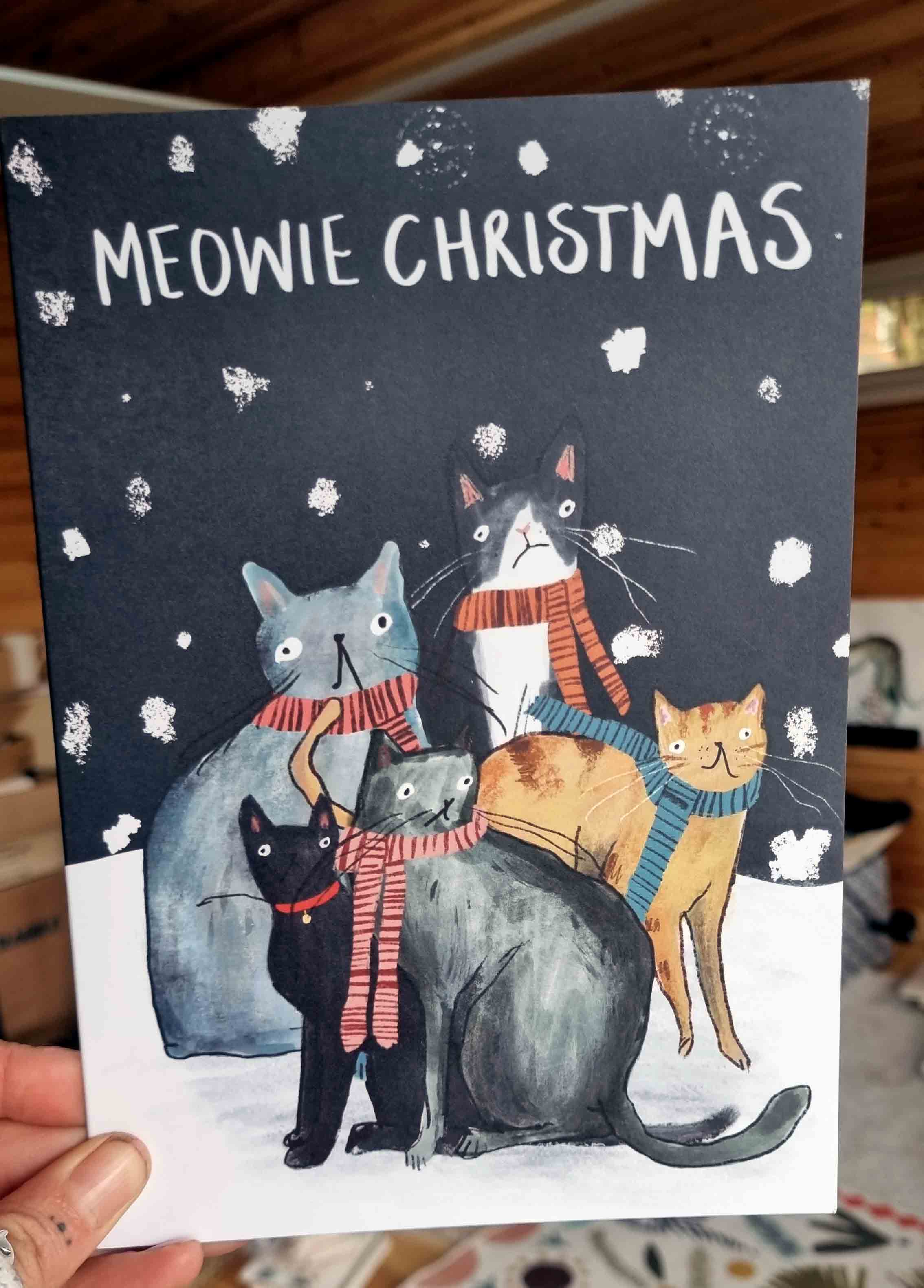 Group of cats Christmas cards, rspca, Made by Harriet 