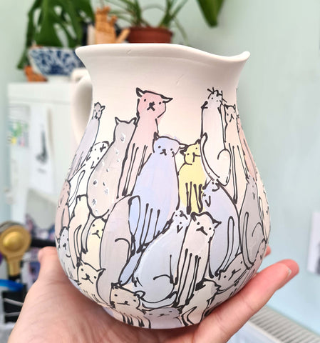 Cat jug, Made by harriet, cat ceramic,