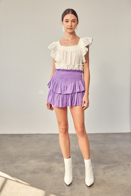 Emerie Smocking Skirt With Shorts (Violet) - Shop Indie Dream