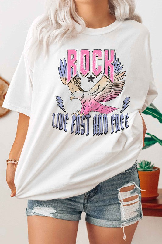 ROCK LIVE FAST AND FREE EAGLE GRAPHIC T SHIRT - Shop Indie Dream