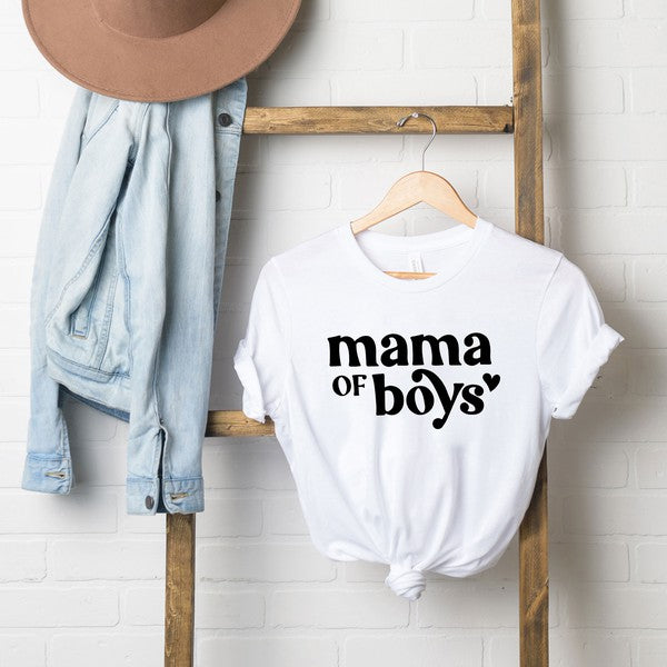 Mama Of Boys Heart Short Sleeve Graphic Tee