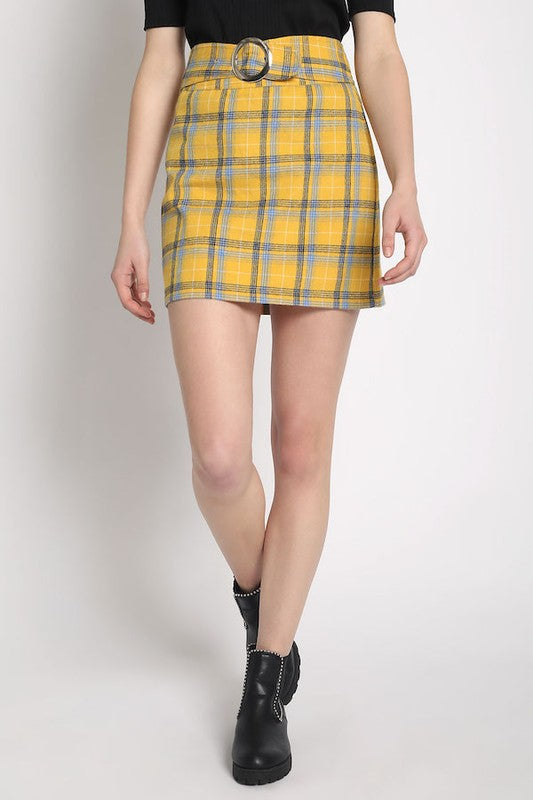 PLAID SKIRT WITH BELT