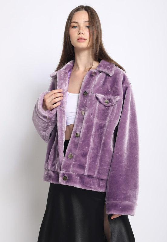 FAUX FUR TRUCKER JACKET