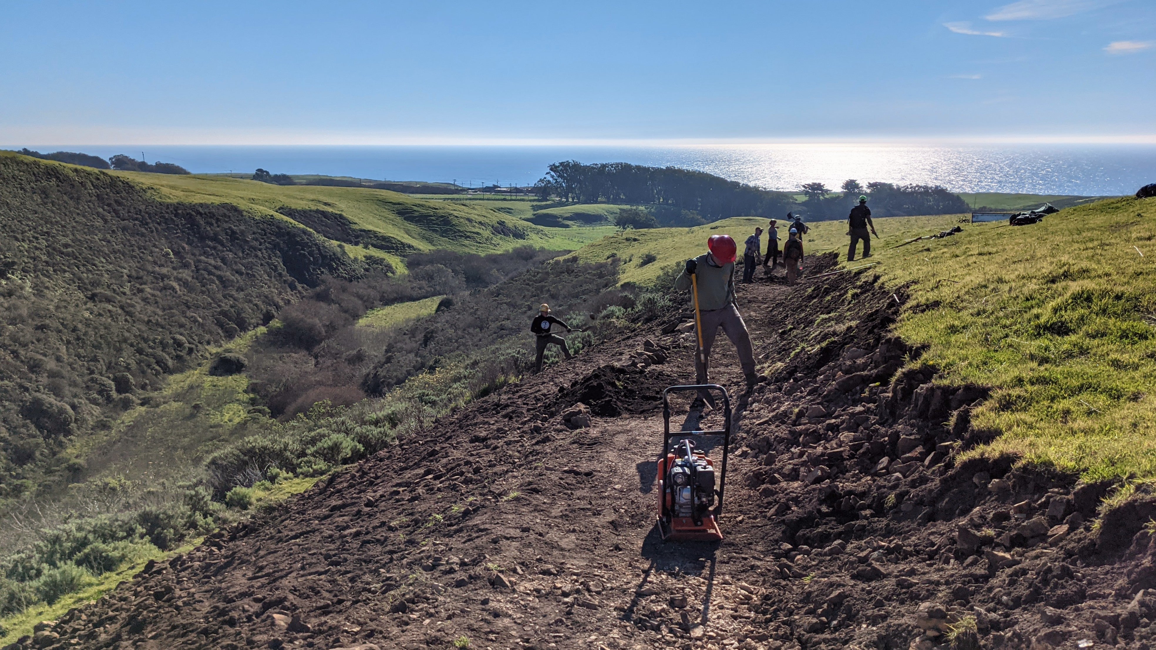 Santa Cruz Mountain Trail Stewardship trail building volunteer event