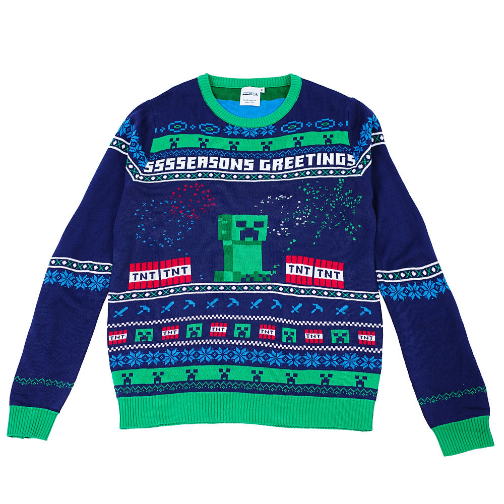 Image of Minecraft Seasons Greetings Creeper Ugly Holiday Sweater