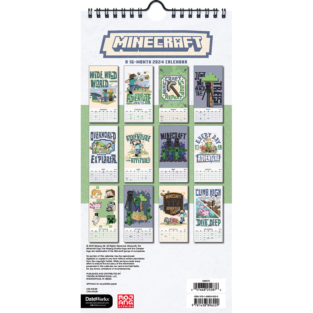 2024 Minecraft - 15 Year Anniversary Collector's Edition Calendar & Push  Pins