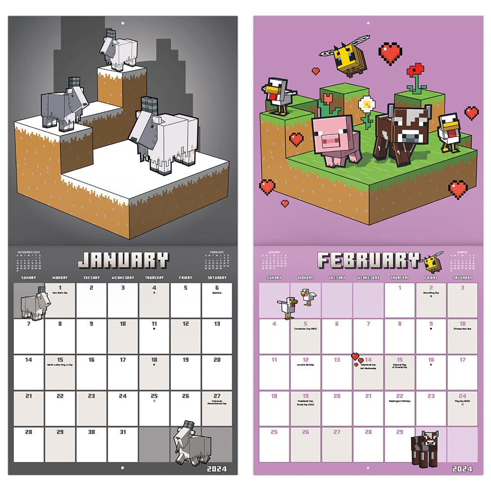 2024 Minecraft - 15 Year Anniversary Collector's Edition Calendar & Push  Pins