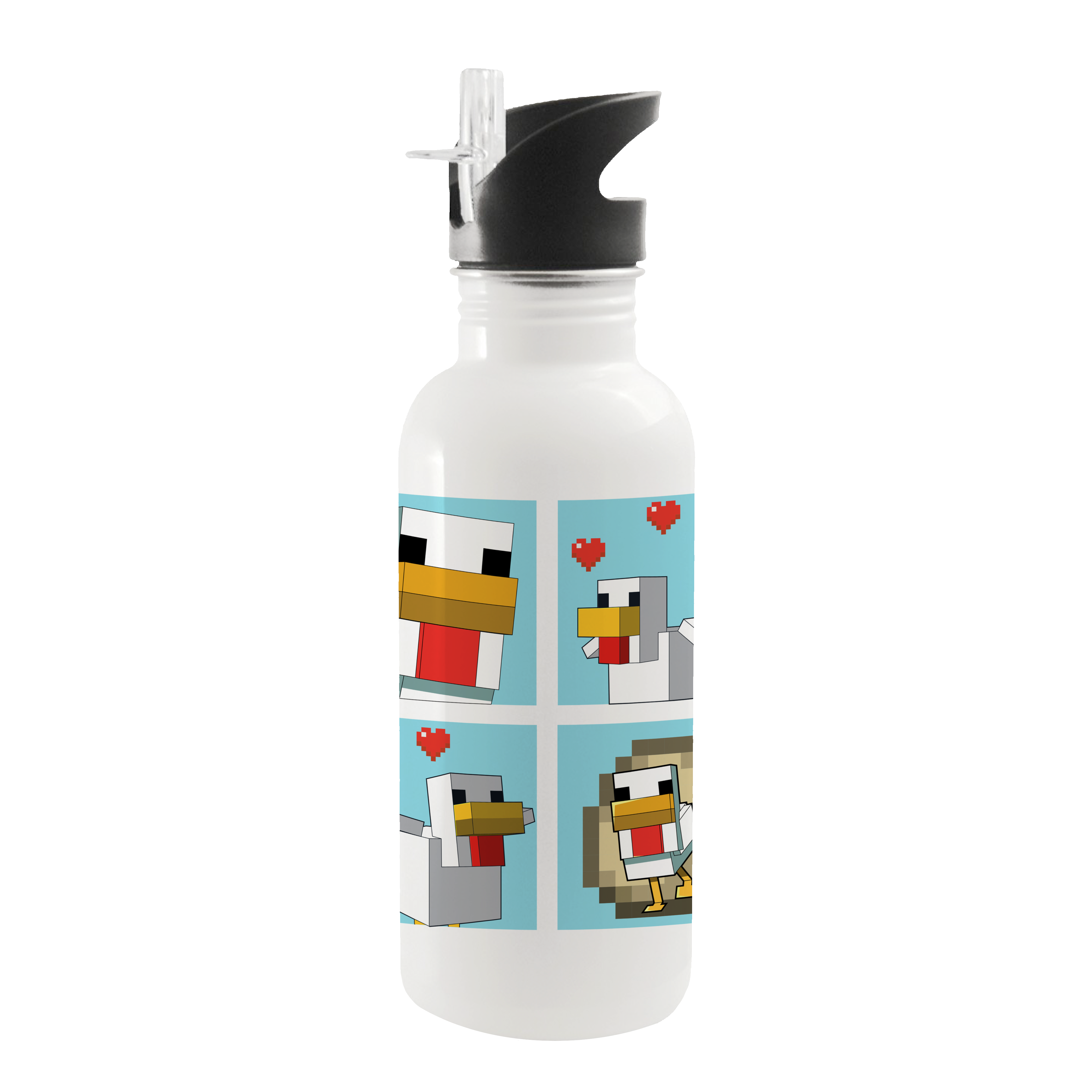 Image of Minecraft Blue Chicken Family 20 oz Screw Top Water Bottle with Straw