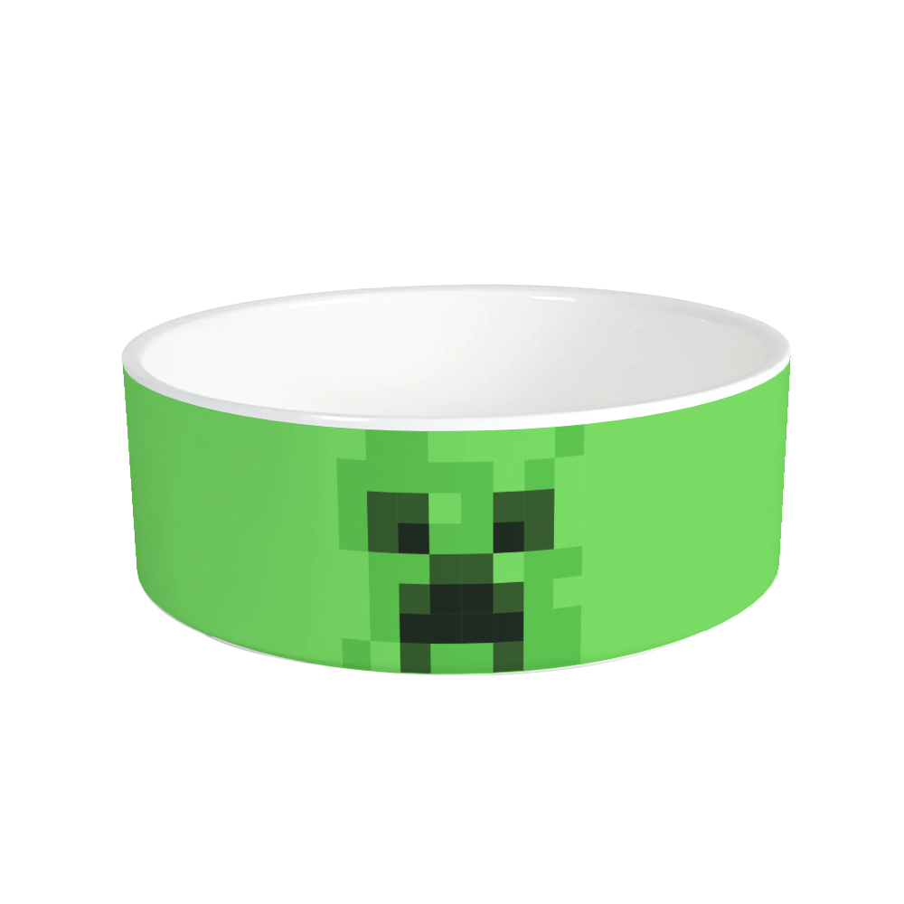 Image of Minecraft Creeper Big Face Personalized Pet Bowl