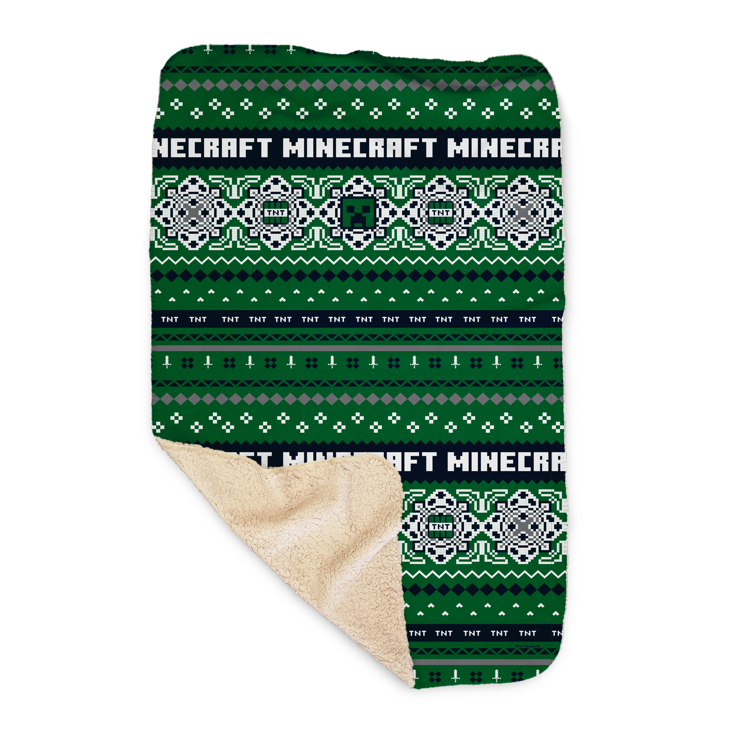 Image of Minecraft Creeper Fairisle Sherpa Blanket