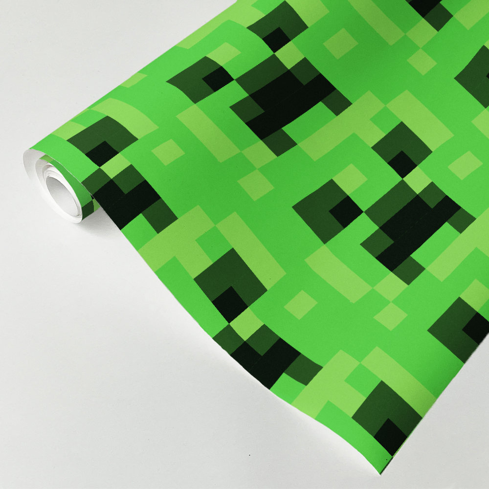 Image of Minecraft Creeper Face Satin Gift Wrap