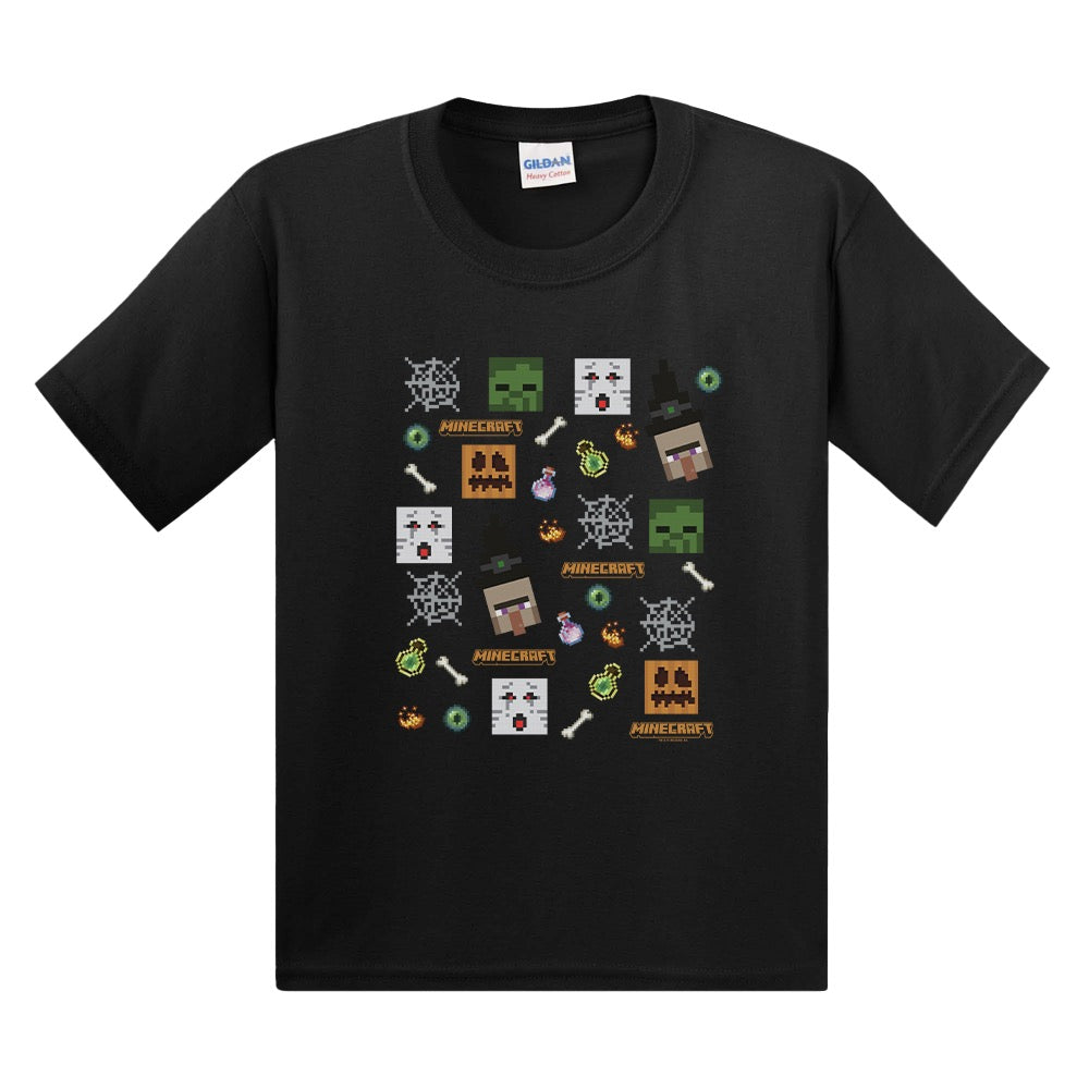 Image of Minecraft Mob Mash Pattern Kids T-Shirt