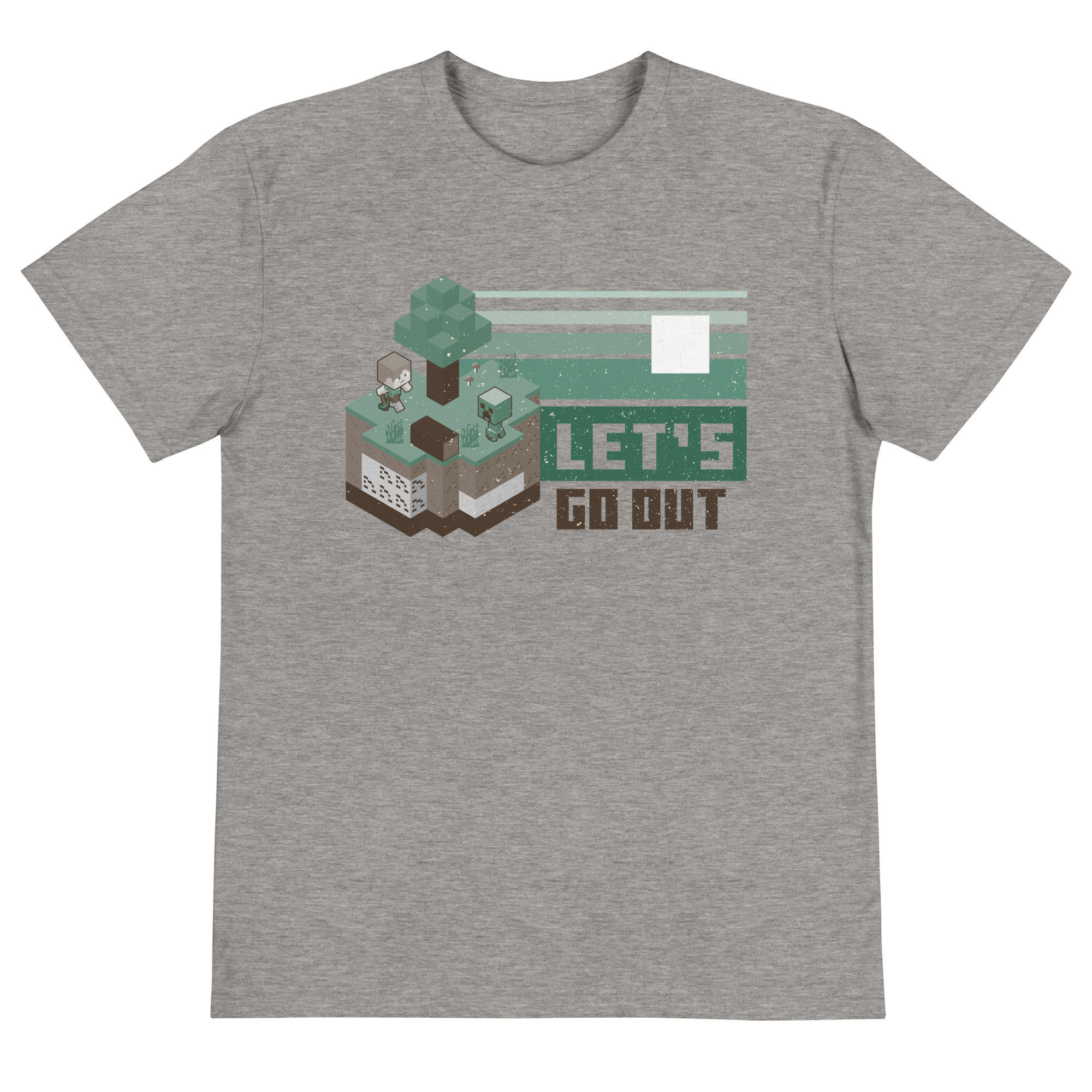 Image of Minecraft Let's Go Out Neutral Adult Short Sleeve T-Shirt