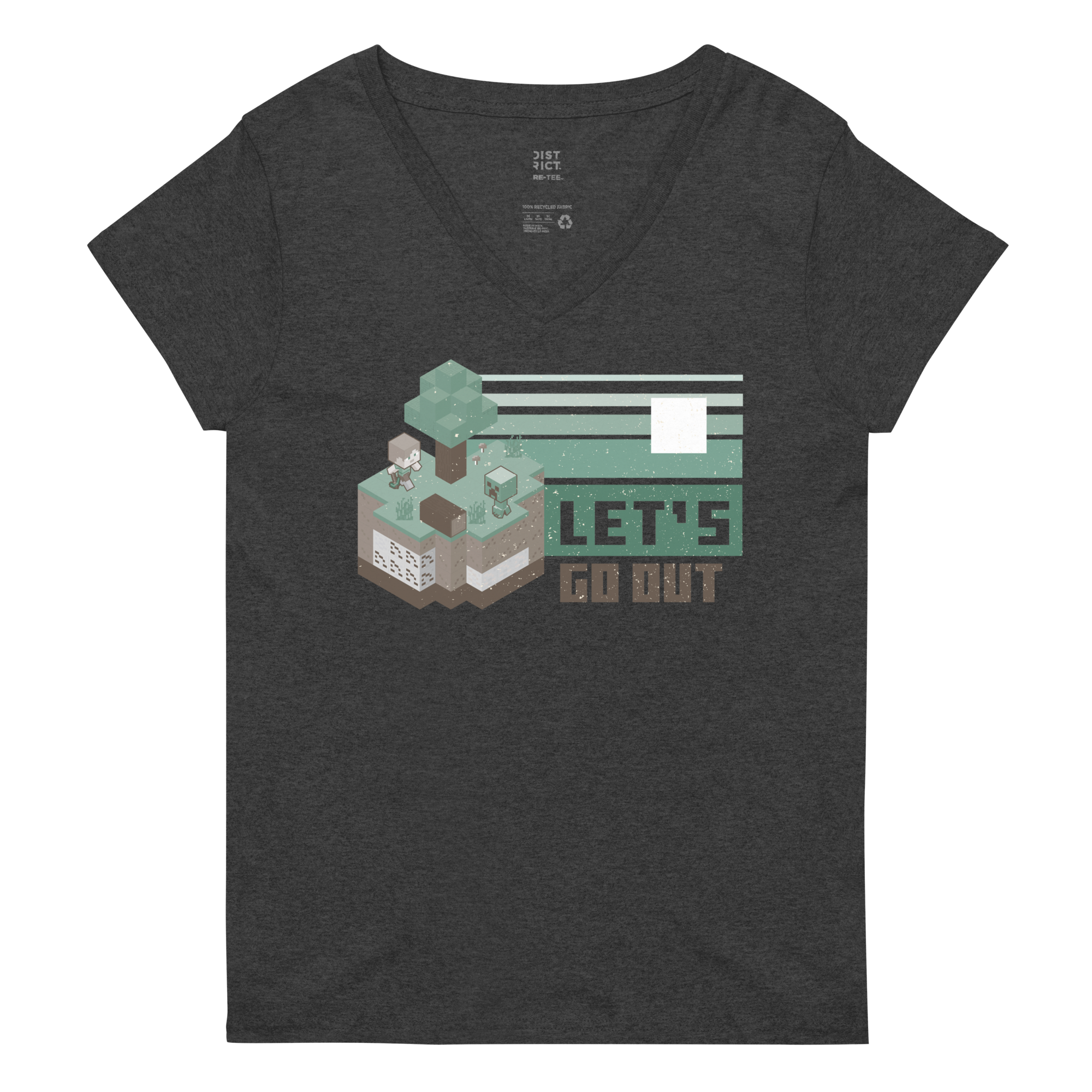 Image of Minecraft Let's Go Out Neutral Women's Recycled V-Neck T-Shirt