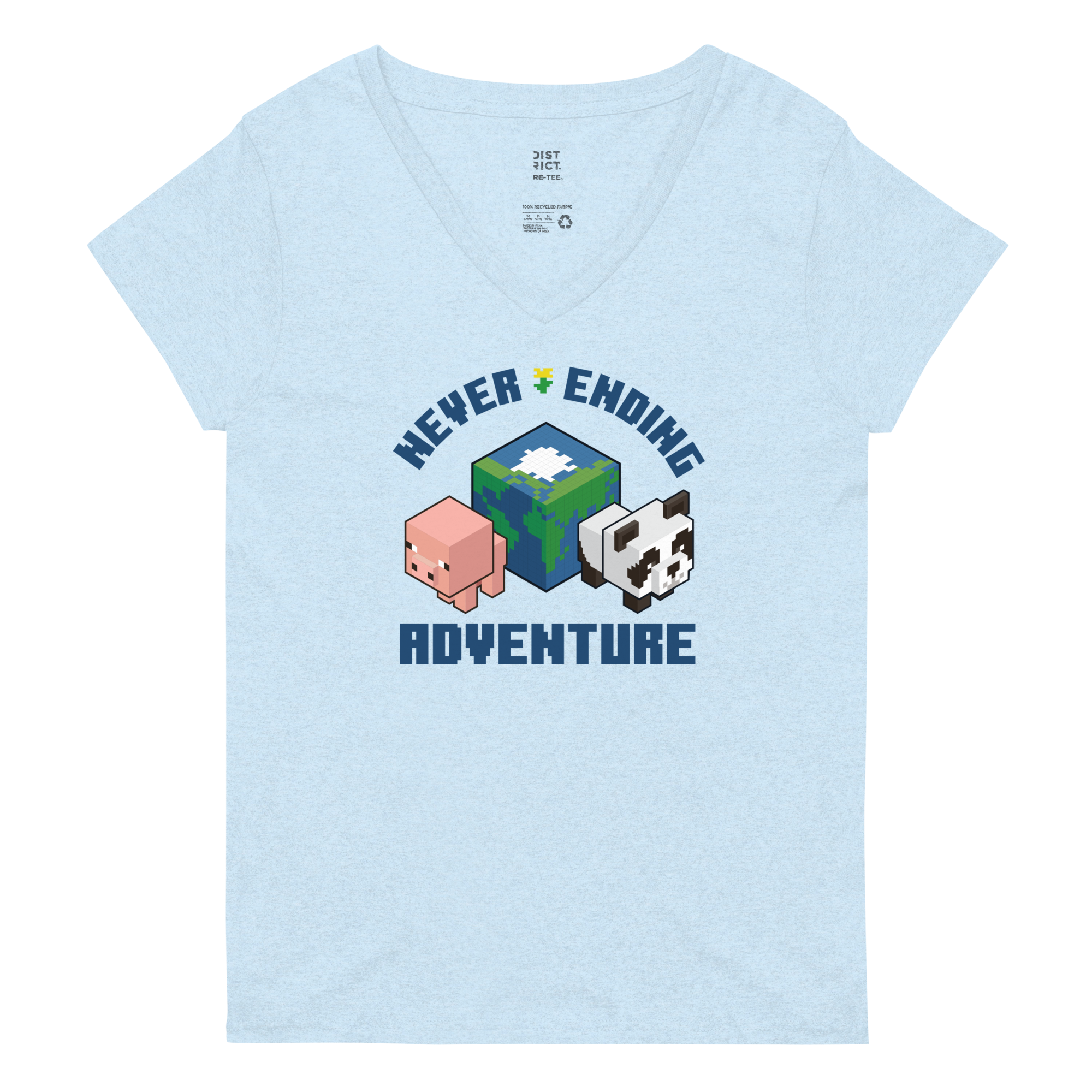 Image of Minecraft Never Ending Adventure Women's Recycled V-Neck Short Sleeve T-Shirt